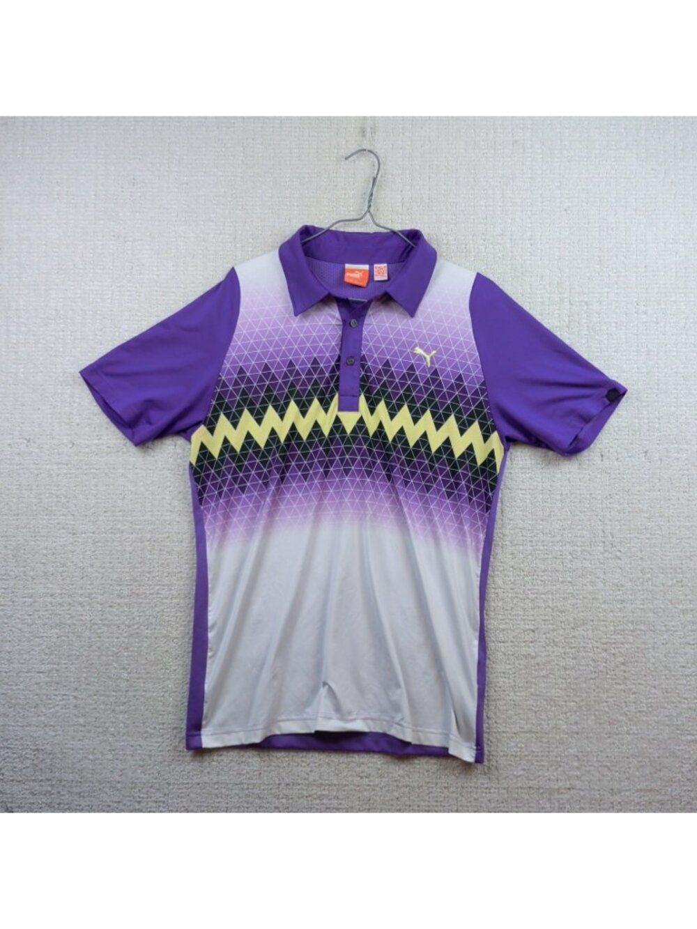 Puma Cool Cell Golf Polo Shirt Men's Sz S Retro Purple Cyber Geometric Gradient